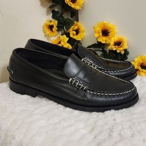Sebago Black Leather Loafers for Men